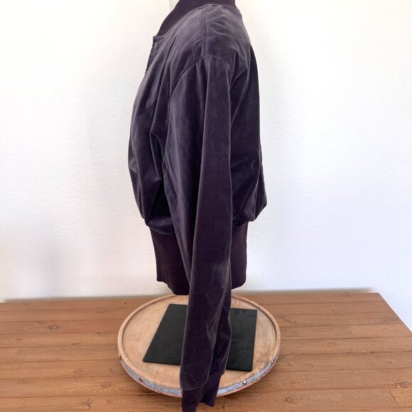 90's Plum - Stretch Velveteen Bomber Jacket - Suzanne Somers - Size Medium - Picture 7 of 11